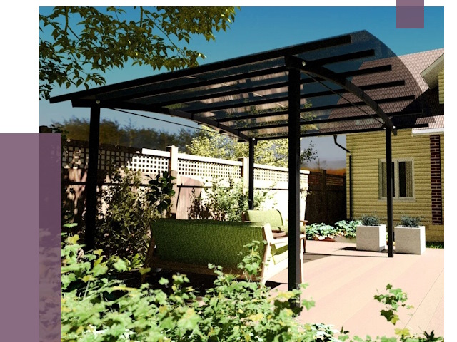 Навесы для террасы в Куйбышеве от 13220 руб. под ключ | ПРОЛЁТ-Кбш