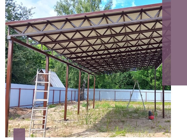 Односкатные навесы под ключ в Куйбышеве — изготовление и монтаж