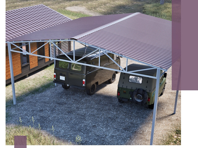 Двускатные навесы под ключ в Куйбышеве — изготовление и монтаж