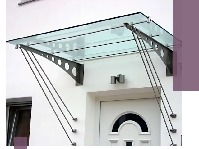 Козырьки над входом под ключ в Куйбышеве — изготовление и монтаж