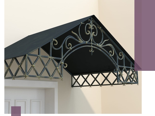 Двускатные металлические козырьки под ключ в Куйбышеве